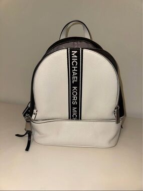 Michael Kors Rhea Backpack (Small) with Black Logo Stripe